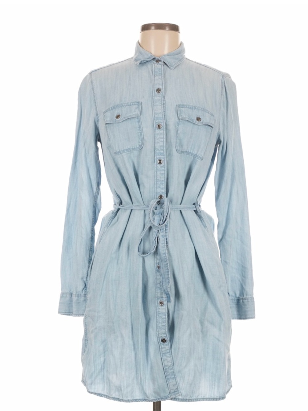 GAP Light Blue Denim Shirt Dress with Tie Waist